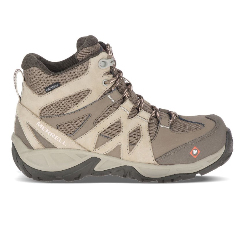Merrell Siren Mid Waterproof Alloy Toe Sicherheitsschuhe Damen HellBraun [DE-IPBNR]